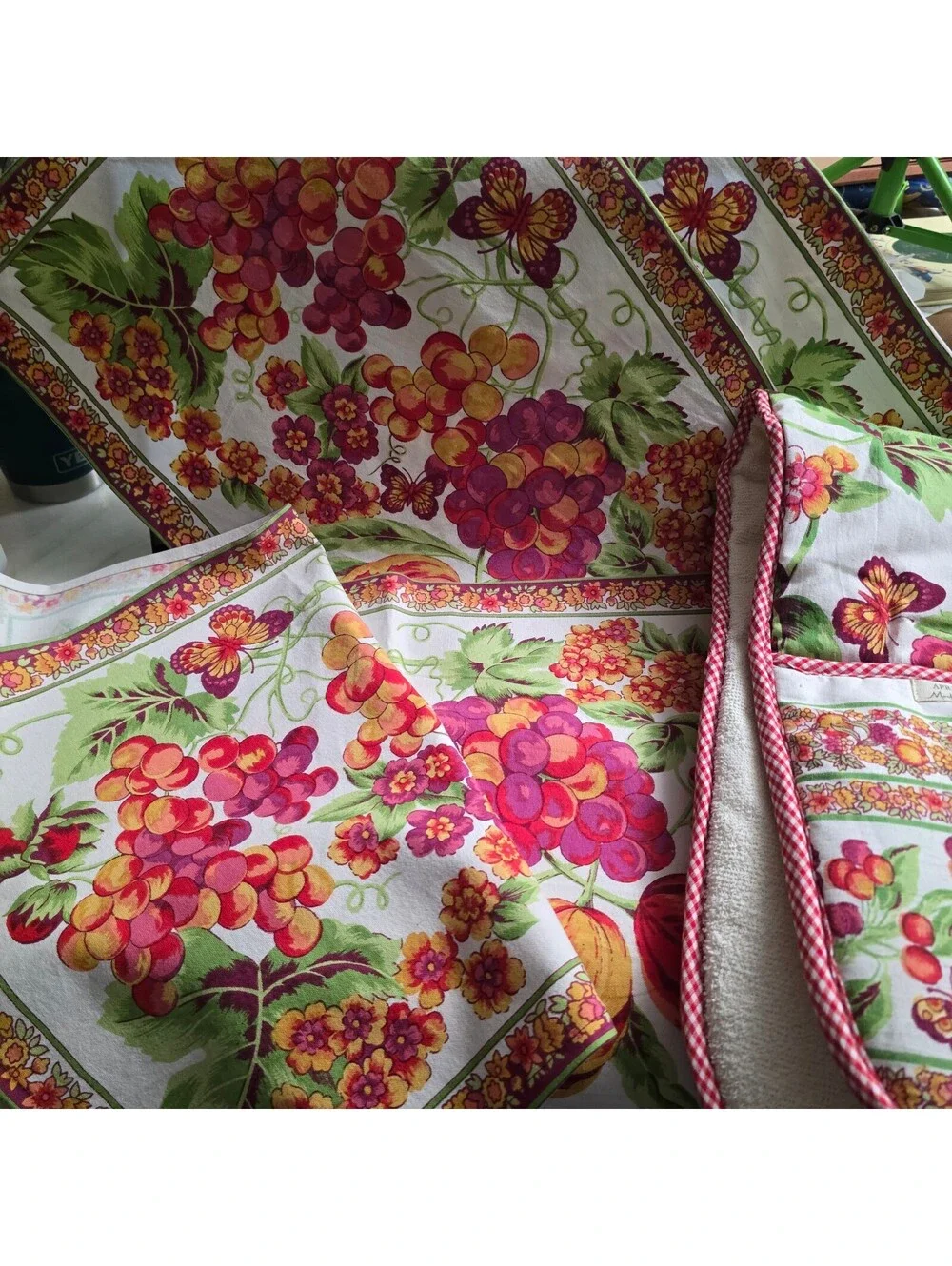 April Cornell Cornucopia Placements & Double Oven Mitt 14 x 19 NEW